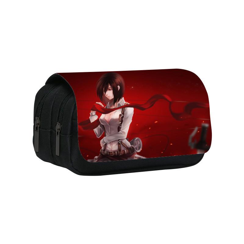 Attack Titan On Anime Pattern Student Double Layer Flip Cover Bag Stationery