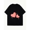 Women's Short-Sleeve T-Shirt with Cute Pink Double Heart Cartoon Print