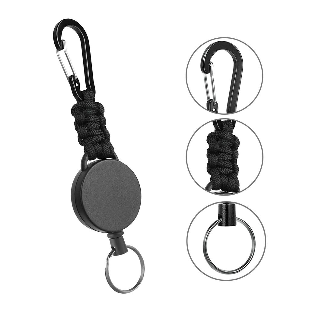Retractable Rope Carabiner Keychain Telescopic Paracord Braided Keychain Backpack Buckle Outdoor Carabiner Hook Durable