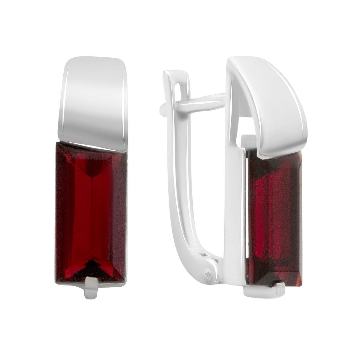 

Срібні сережки зі штучним гранатом nano 4.351ct (60002182) темні цукерки apple червоний колір