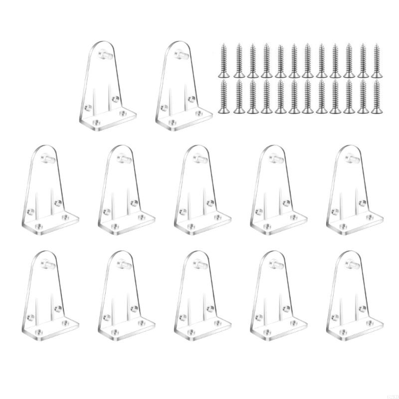 62KD 12/36Pcs Horizontal Blinds Hold Down Brackets Clear Bottom Rails Hold Clips with Screws Curtain Replacement Accessories