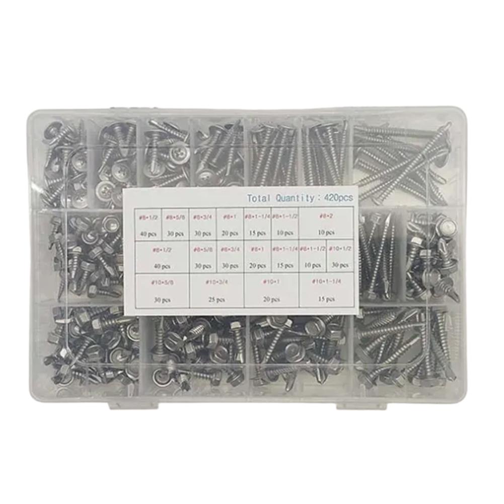 420pcs 410 Stainless Steel Hexagon + Round Head Cross Screws With Washer For  Home Appliances, Furniture, DIY Supplies Parts