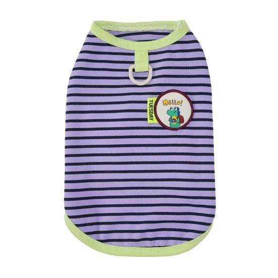Striped Dog Tee Shirt Breathable Summer Puppy T-Shirt Stylish Loose Dog Tee for Small Dogs Schnauzer Bichon Frise S фиолетовый