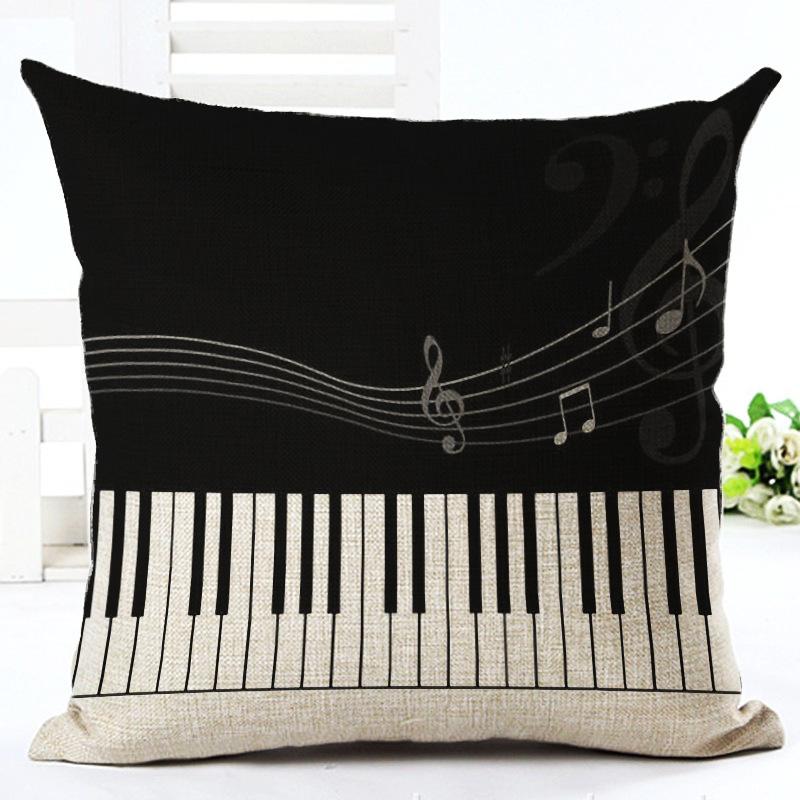 Retro Noten Kussensloop Katoen Linnen Creatief Vintage Muzieknoten Decoratief Kussensloop Piano Kussensloop Voor Bankhoes Zt62
