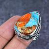 Natural Spiny Oyster Gemstone 925 Sterling Silver Jewelry Ring Size 9 ET-4800