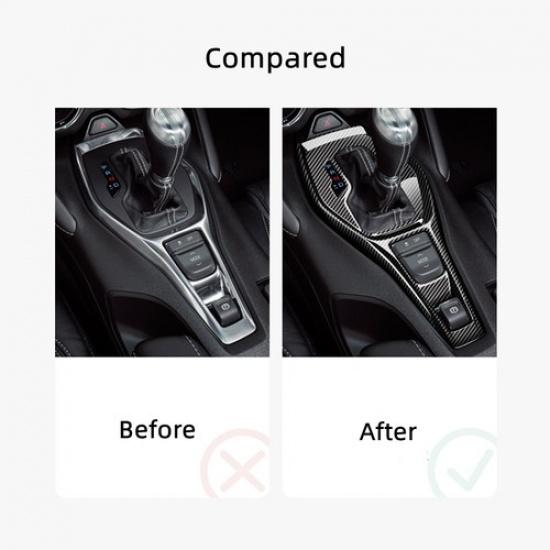 Bright Hard Carbon Fiber Car Console Geawr Shift Panel Cover For Camaro 2016-23