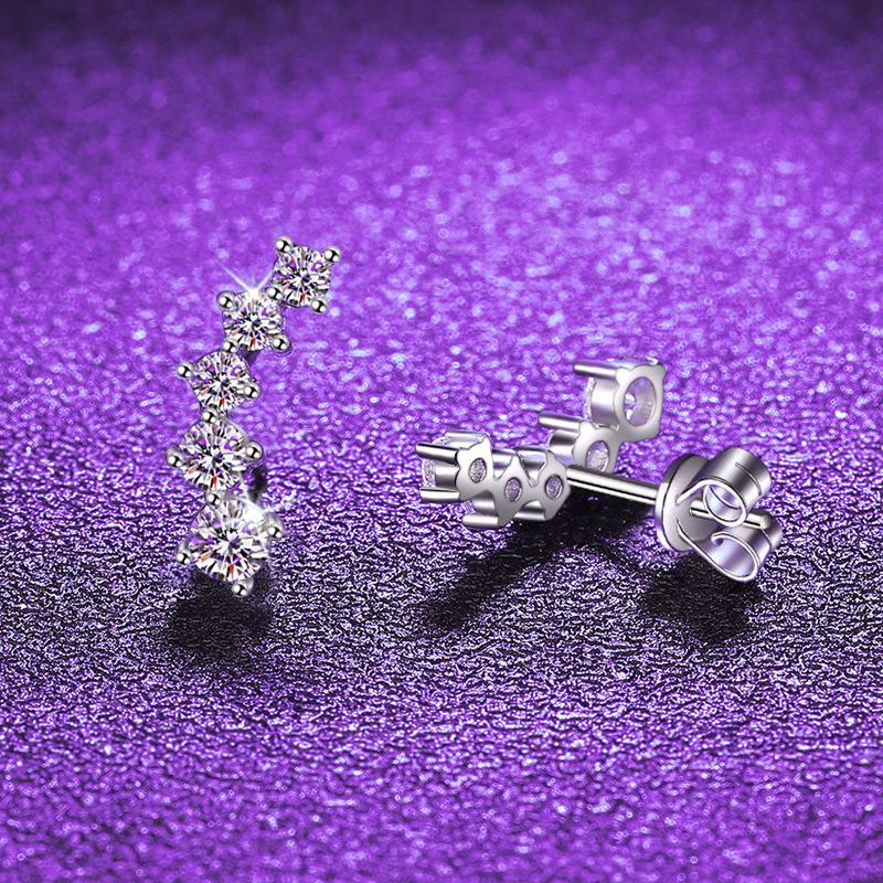 2025 Versatile Moissanite Stud Earrings: High-End Fashion in 925 Sterling Silver for Women