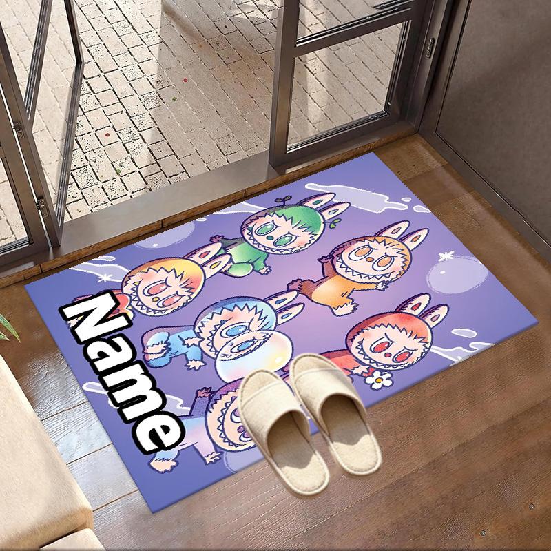 Custom Name Personalized Labubu Print Carpet, Versatile Home Decor Rug, for Playroom, Apartment, Balcony, Entryway, Hallway Gift