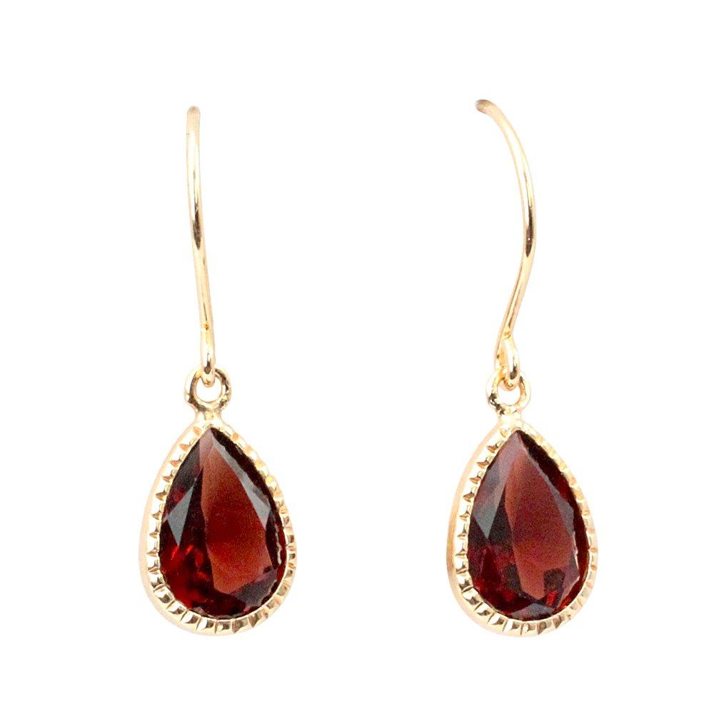 

Garnet Earrings for 18K Yellow January Red [Barzaz] Women, Gold, Hook, K18, 18K, Birthstone,