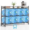 Water Jug Holder, 3 Tiers 4 Rows 11 L and 19 L Water Bottle Holder for 8 Bottles, Heavy Duty Jug Rack Organizer with Storage Shelf