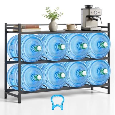 Water Jug Holder, 3 Tiers 4 Rows 11 L and 19 L Water Bottle Holder for 8 Bottles, Heavy Duty Jug Rack Organizer with Storage Shelf