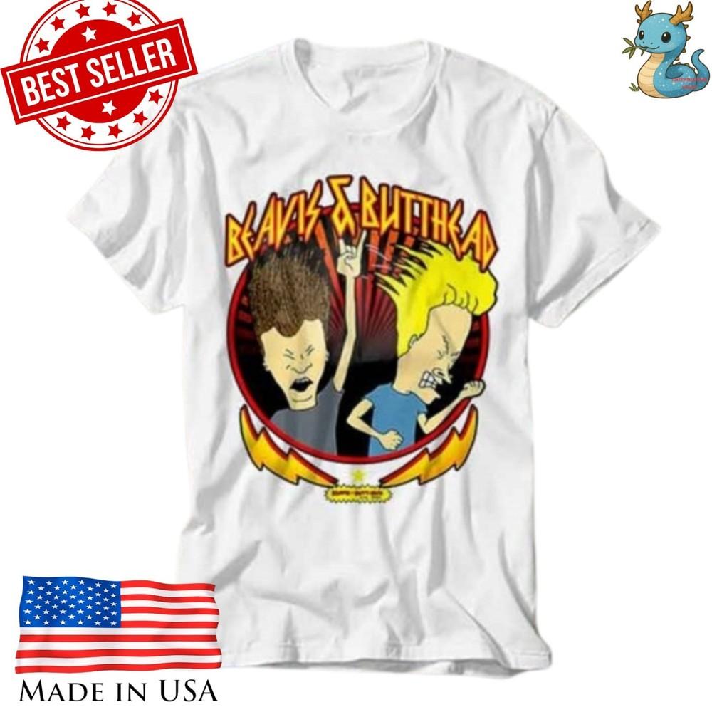 Beavis and Butt-Head Reprint T-Shirt Retro Cartoon Graphic Tee 90s Inspired Unisex T-Shirt L