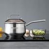 Universal Cookware: Multi-Layer 304 Stainless Steel Steamer, Milk & Soup Pot with Tempered Glass Lid