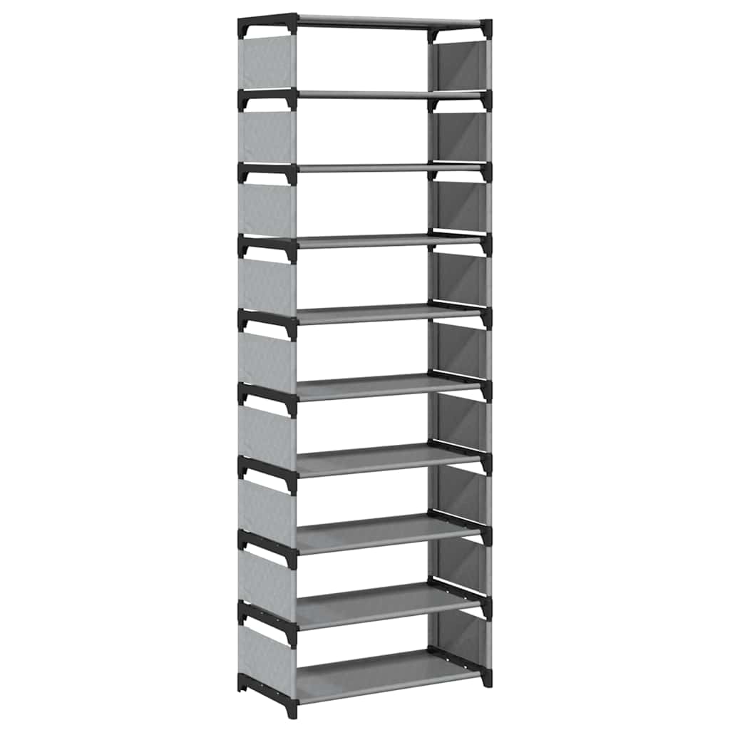 vidaXL Schuhregal 10-stöckig Grau 54x28x158 Cm Vliesstoff