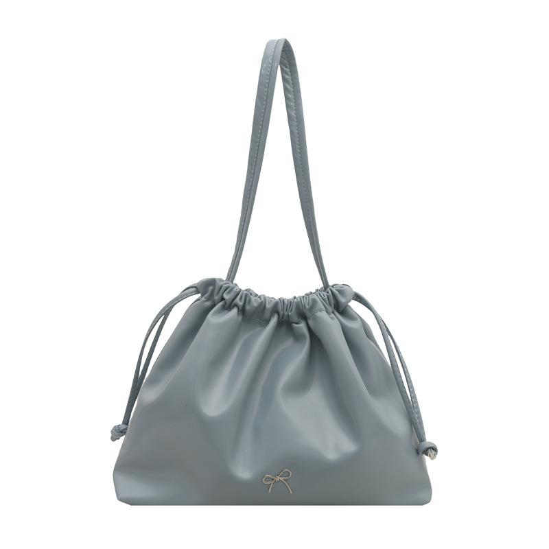 Drawstring Pleated Bucket Bag Women's 2025 Trendy New Large-capacity Summer Casual Shoulder Versatile Tote Bag