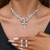 Bride Jewelry Set Adjustable Teardrop Pendant Necklace Drop Earrings Sparkling Butterfly Pendant Necklace For Galas Parties
