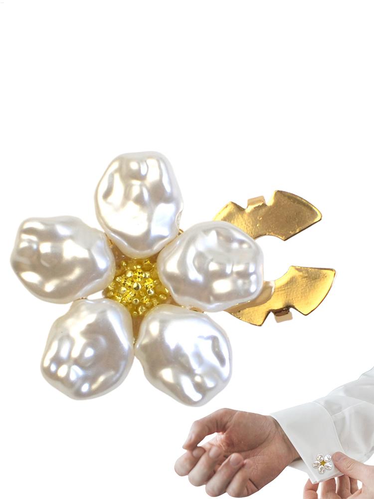 Legierung Perle Hemdmanschettenknopf Abdeckung Hemdknopf Abdeckung Blume Kragenknopf Abdeckung Diamant Dekoration Knopf Abdeckung Knopf Set Butt