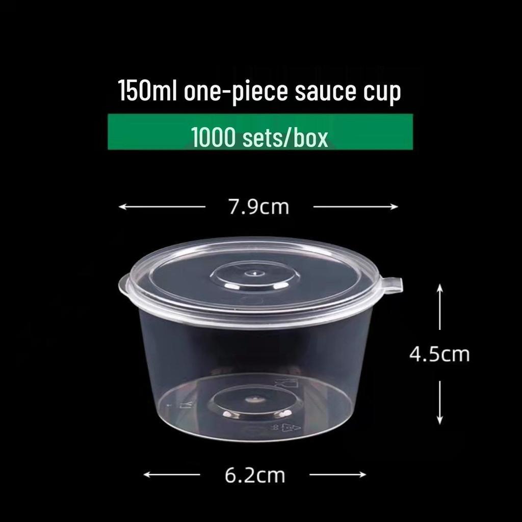 Disposable Plastic Sauce Cups with Lids - Small Chili Oil & Seasoning Container for Commercial Use.