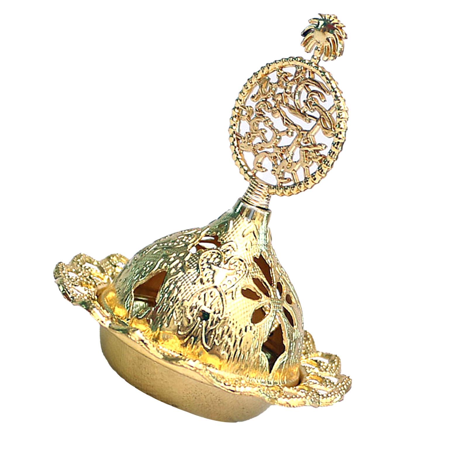 

Винтажная курильница для благовоний Изысканная металлическая курильница с защитой от ржавчины для спальни, гостиной, кокосовая пальма, золото золотой