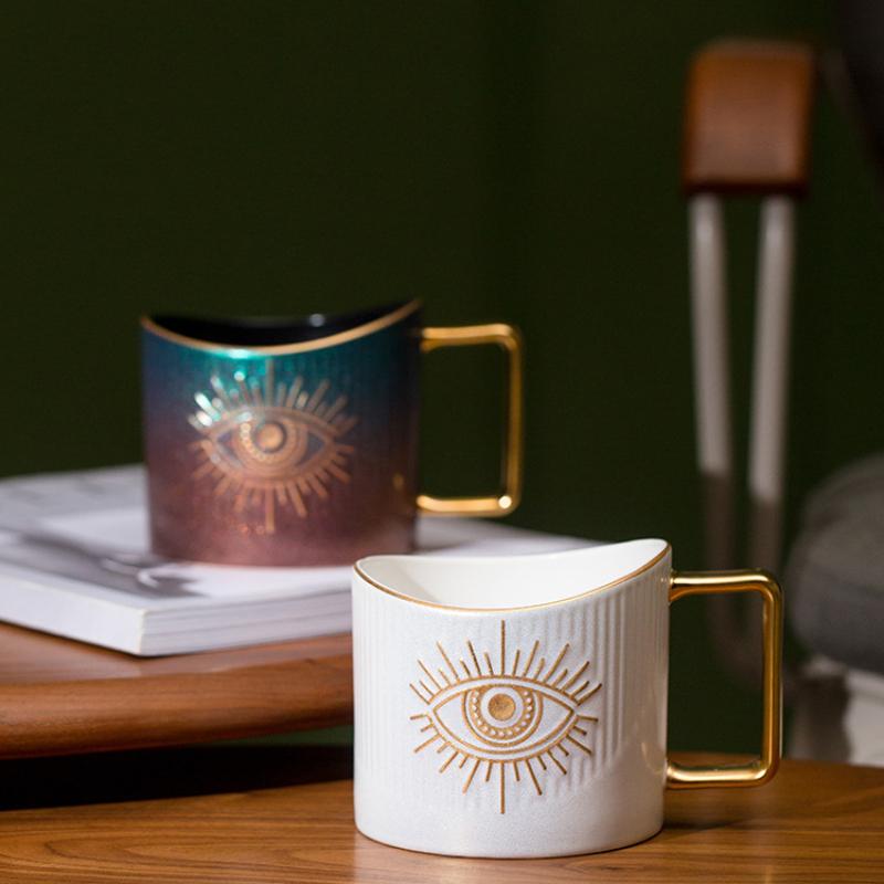 Devil's Eye Coffee Cup Turkish Blue Eye Ceramic Mug Afternoon Tea Cup Luxury Creative Mugs Home Office Large Capacity Water Cup