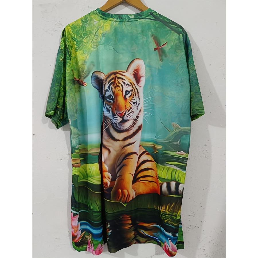 Summer 3D Printed T Shirts Round Neck Streetwear Casual Knit Stretch Fabric Soft T Shirt Men Plus Size European Male Tee Shirts