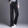 2021 Nové dámské oblečení Černá Vintage Solid Velvet Kalhoty s vysokým pasem dámské Retro volné sametové široké kalhoty