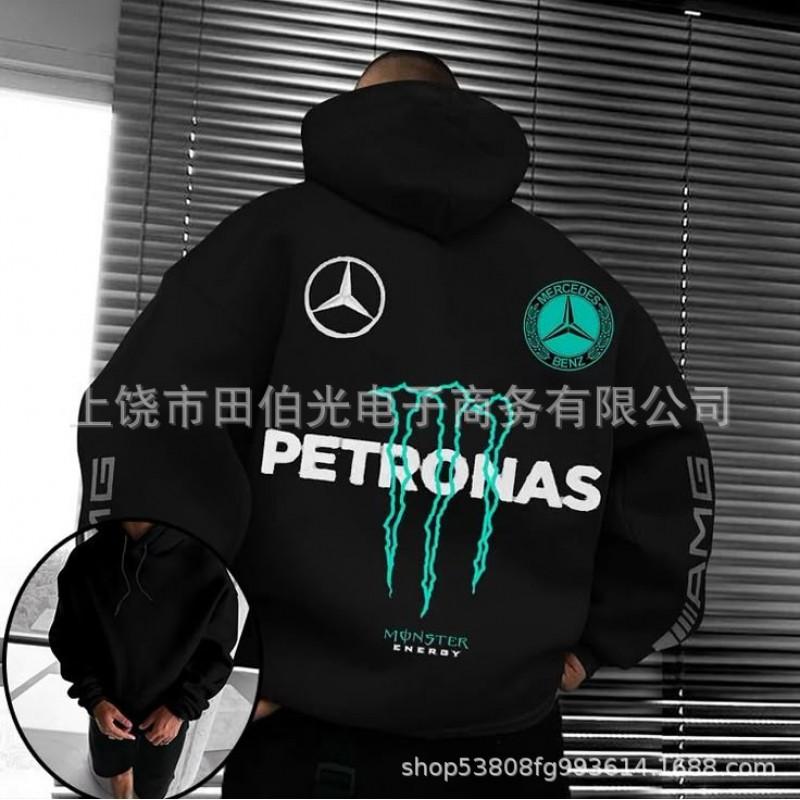 Mens Hooded Sweatshirt With Demon Print Loose Fit Warm Winter Casual Streetwear