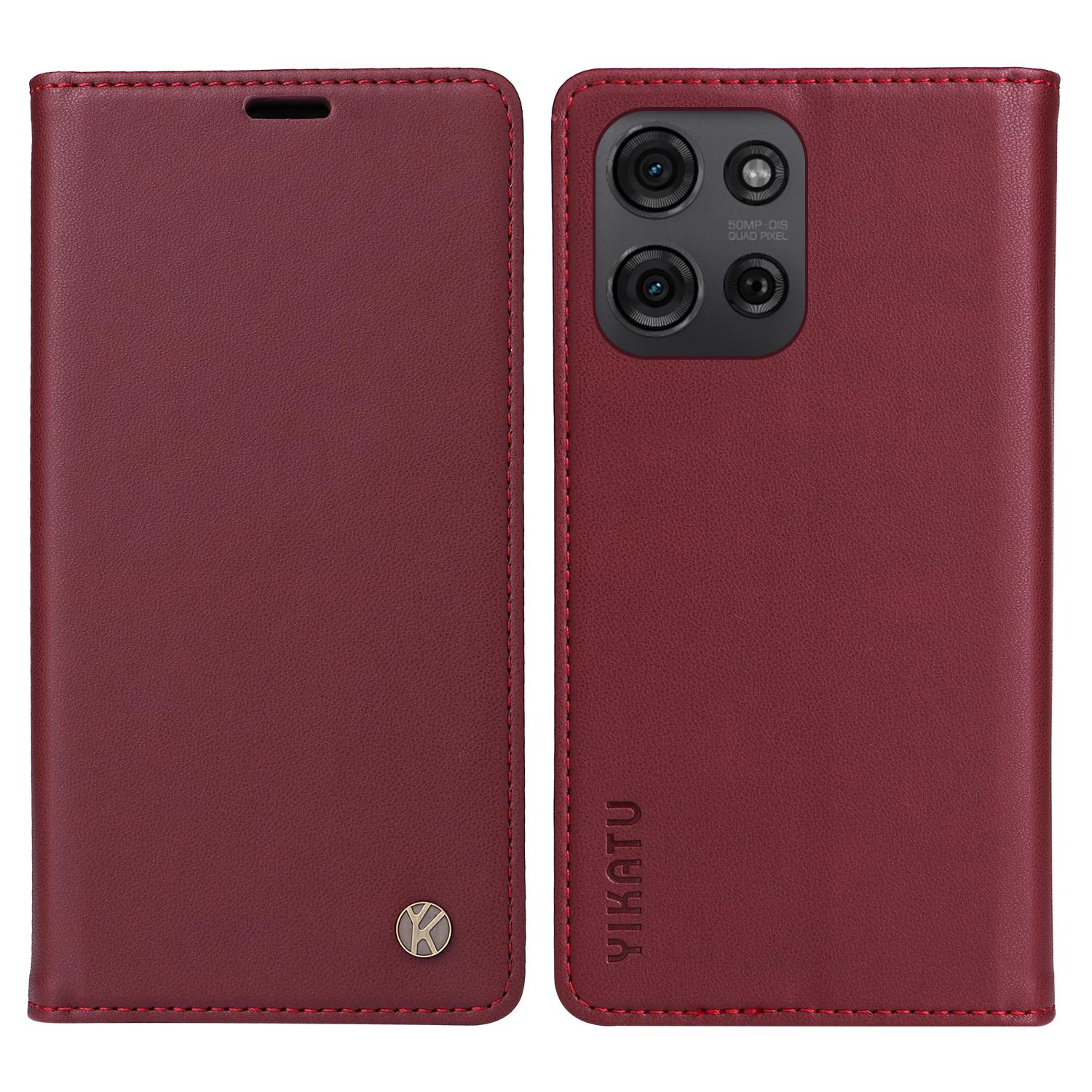 

YIKATU YK-001 для Motorola Moto G75 5G чехол-подставка кожаный чехол для телефона с прочной магнитной застежкой F