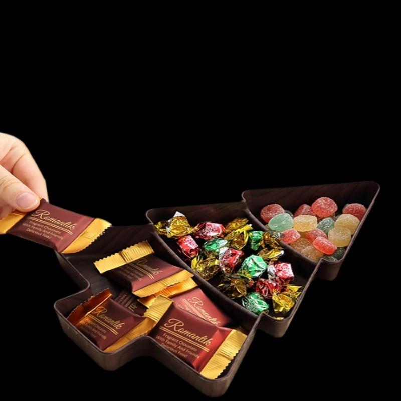 Christmas Tree Snack Plates 3 Grids Tree Shaped Tray Merry Christmas Party Decorations For Home 2026 Gifts Happy New Year 2026