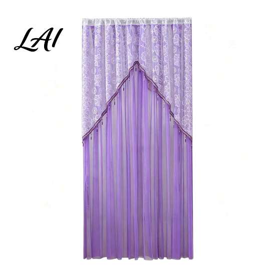 Elegant Sheer Door Hangings Floral Curtain with Beads Lace Embroidered Gauze Room Romantic Home Decor for Living Divider Rod Pocket Doorway Bedroom