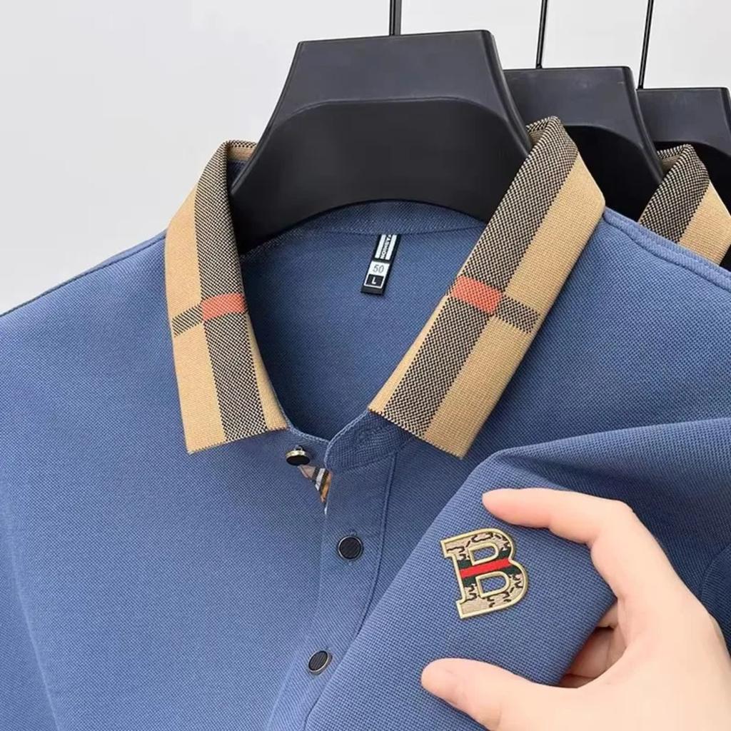 Luxury Short Sleeve Polo Shirt Men New High-end Silk Cotton Breathable Paul T-shirt Fashion Casual Men's Wear