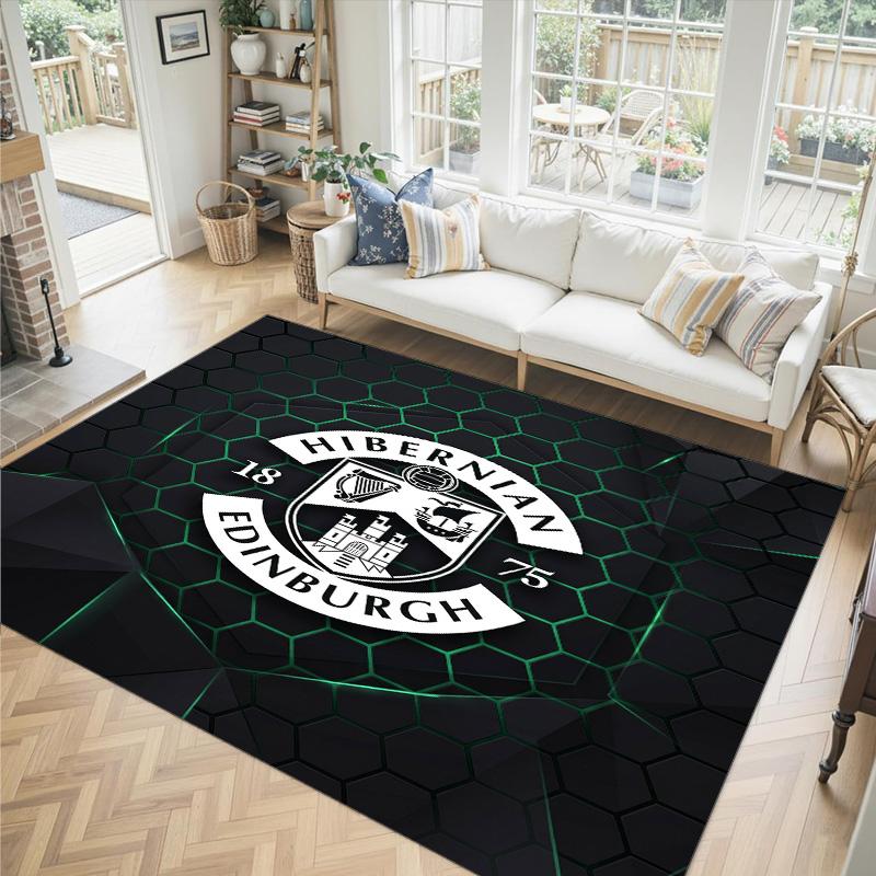 Hibernian FC Design Crystal Velvet Carpet Cozy Non?Slip Printed Rug For Bedroom Living Room Entrance