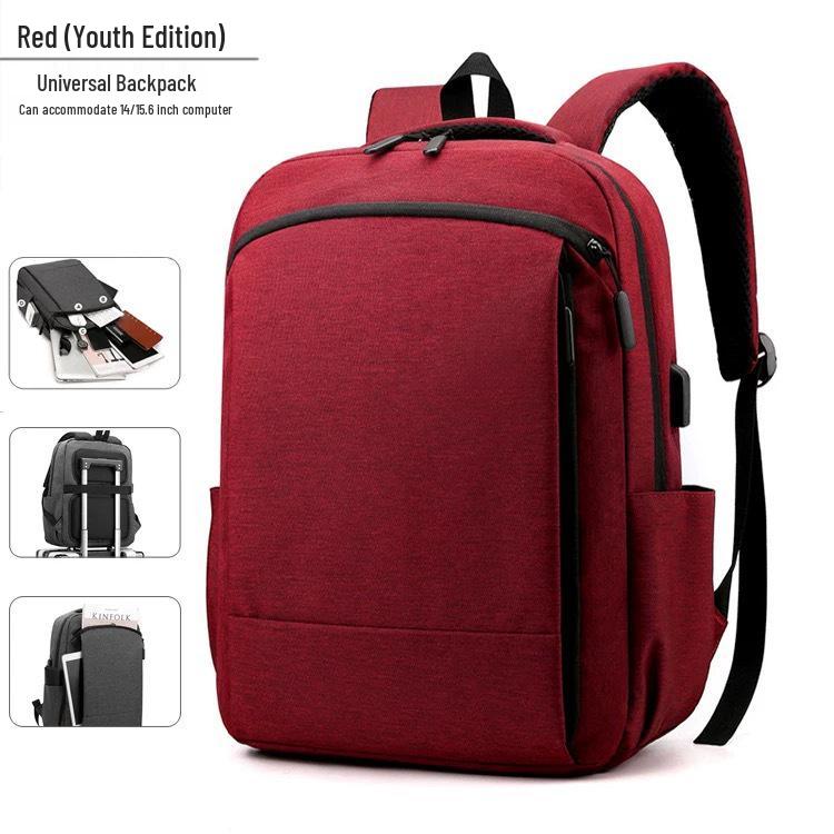 Men s Large Capacity Business Travel Backpack with USB Charging for 15-Inch Laptops, Lightweight бордовый