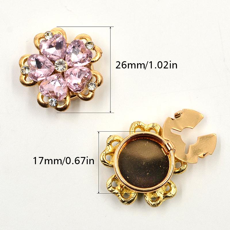 Women Flower Rhinestone Button Cover Floral Exquisite Design Brooch DIY Button Decoration Clothing Decoration 26x17mm