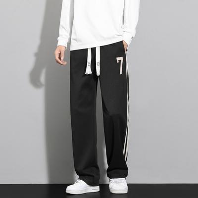 American Striped Casual Pants Men's Summer Black Versatile Draped Wide-leg Pants Men's Loose Straight Sports Pants