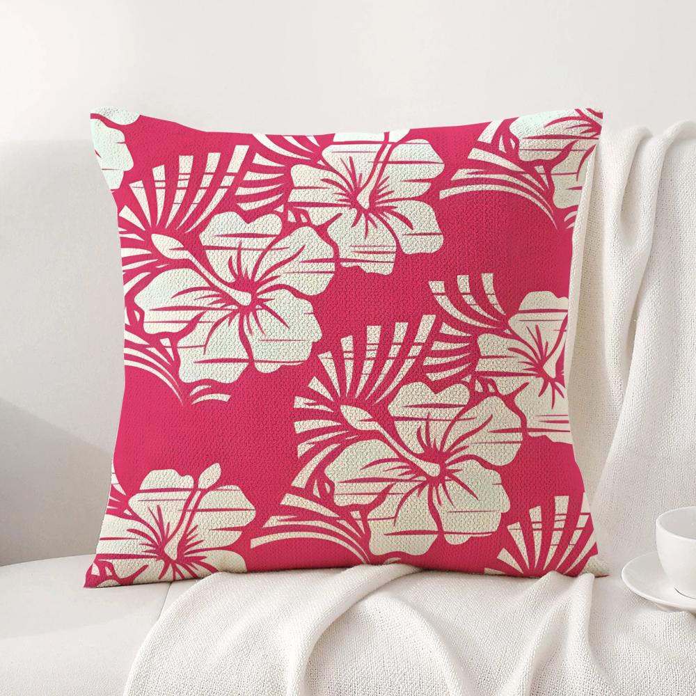 

Hawaiian Flowers Cushion Cover Natural Linen Organic Fabric DoubleSided Printing Sofa Home Decor Gift Pillow Cover 30x30cm