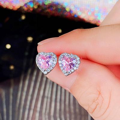 Nuovi Delicati Orecchini a Bottone a Forma di Cuore per Donna Disponibili in Più Colori Moda Versatili Accessori per Piercing all'Orecchio Gioielli