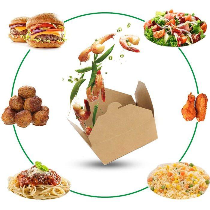 Boite alimentaire - Yikang - home-070 - Papier kraft - Résistante à l'huile - Biodegradable