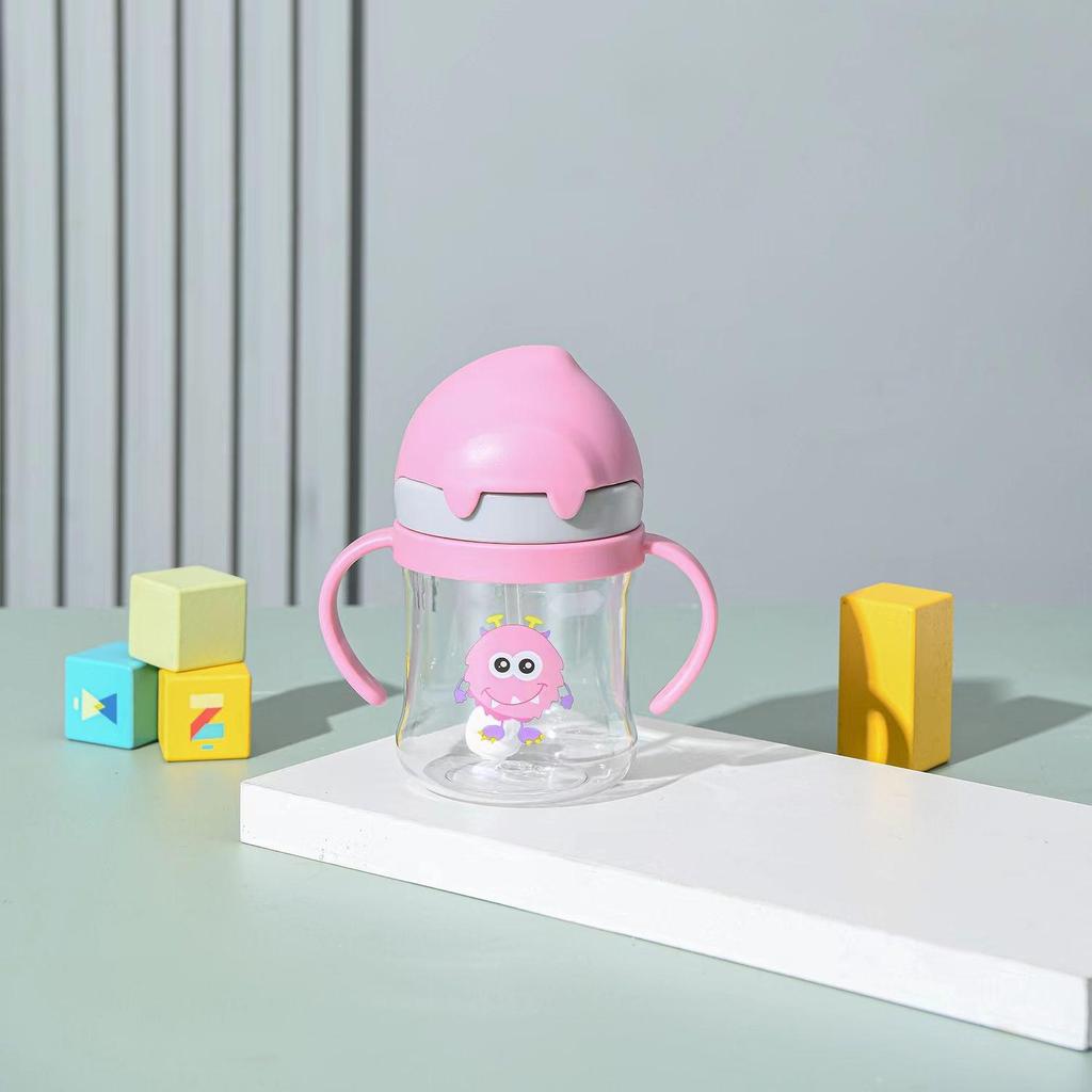 2023 Tazza con cannuccia anti-soffocamento a forma di cartone animato per neonati e bambini piccoli - Tazza per bere con beccuccio a ventosa e manico