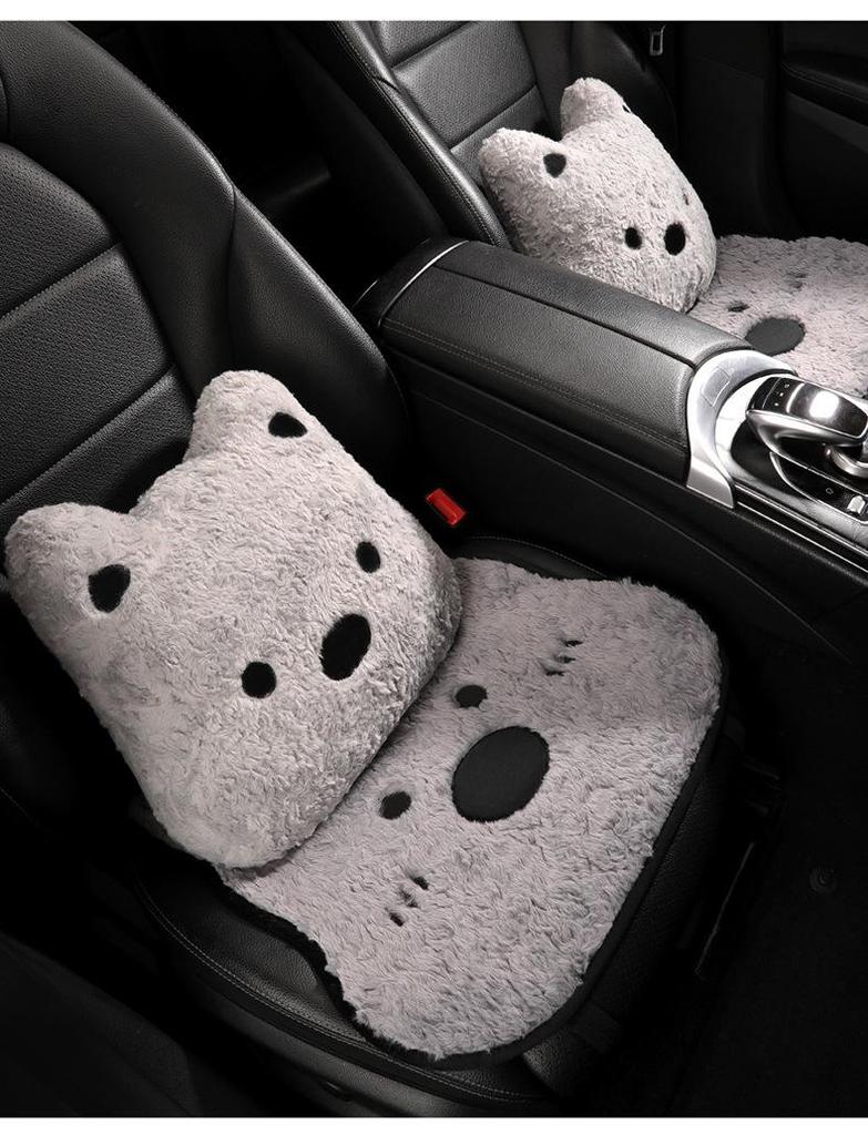 West Highland Cartoon Puppy Plush Car Seat Cushion - Winter Warmth Universal Cover