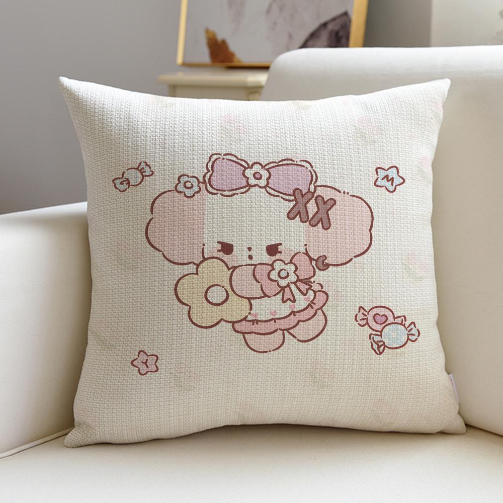 Sweet CCute NNonoS Cushion Cover Breathable and Skinfriendly Linen Pillowcase Square Removable and Washable Cushion