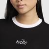 Nike Womens Slim Cropped Tee With Color Block Neck Design Comfortable Round Neck Short Sleeve T-Shirt Women Tops Black HF8820-010