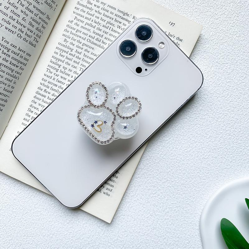 Wind Simulation Cat Claw Glue Glitter Mobile Phone Holder Desktop Watching Drama Stable Support Artifact Rhinestone Sequins Diy