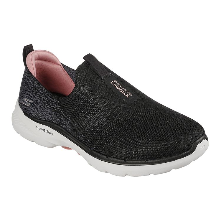 Skechers Go Walk 6 Sport Mode Bequem Langlebig Atmungsaktiv Niedriger Schaft Freizeitschuhe Damen Sneaker Schwarz 124502-BKPK