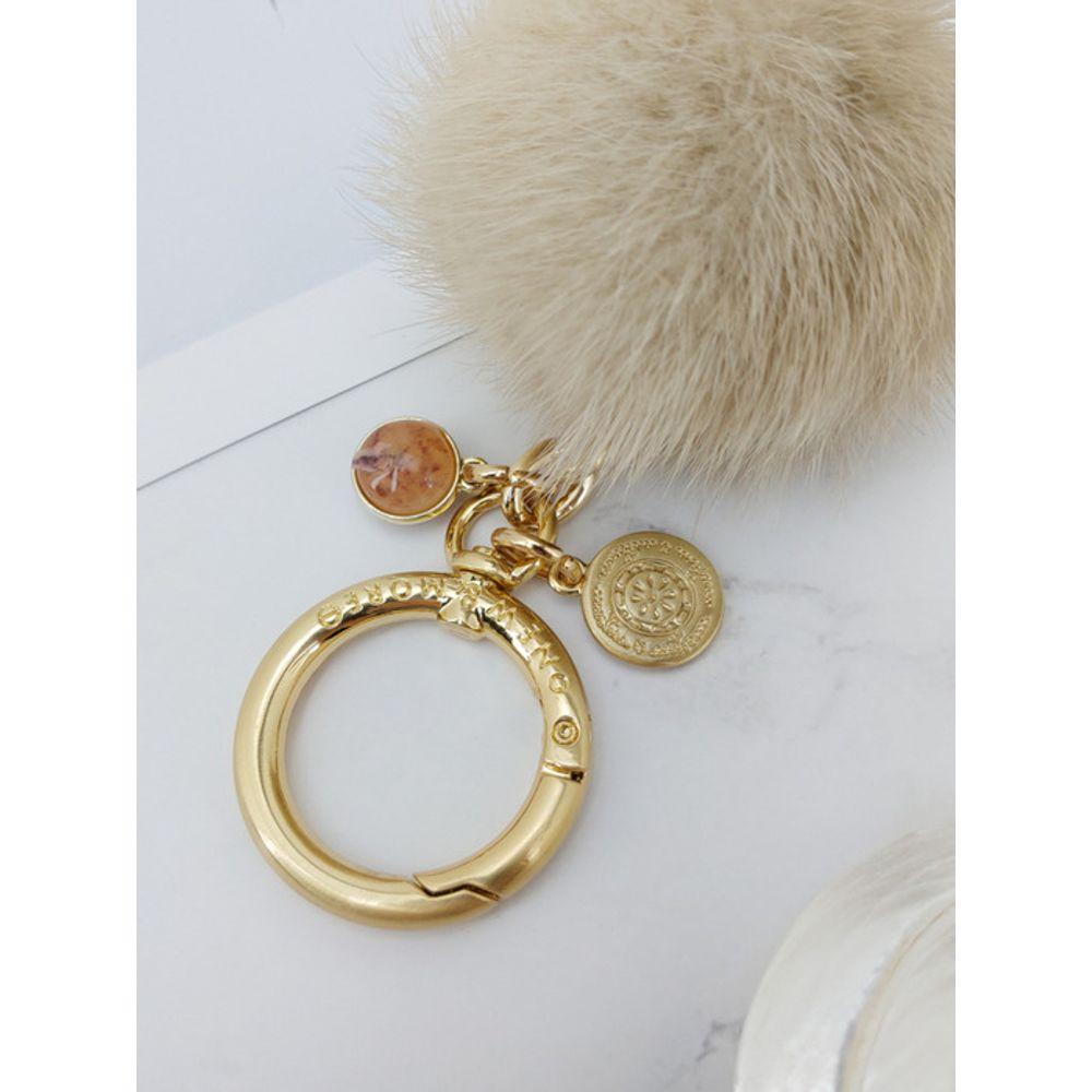 MAIA Mink Fur Keychain & Charm - Beige