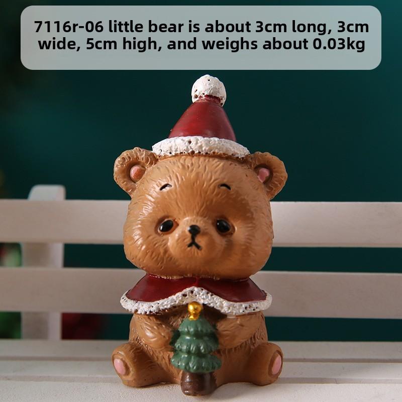 Animal Christmas Resin Figurine Set Santa Claus Tree Decor Kids Gift Birthday