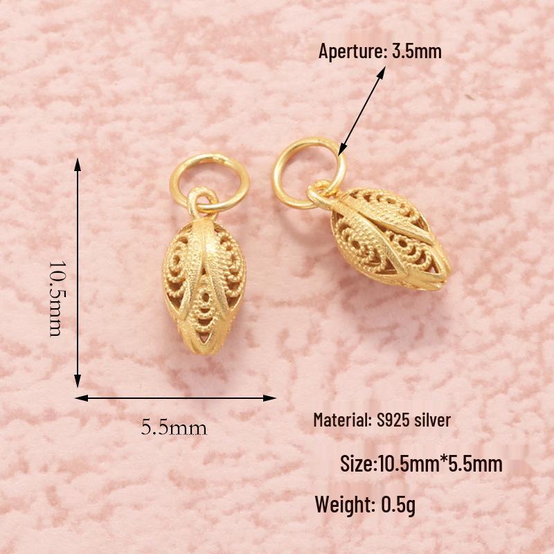 S925 Silver Tulip, Lily, and Lotus Seed Pod Dangle Pendant for DIY Bracelets & Necklaces