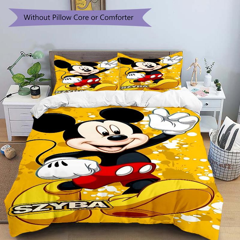 Dynamic Mickey Pose Print 3Pcs Bedding Setduvet Cover With 2 Bedropillowcase Home Birthday Gift