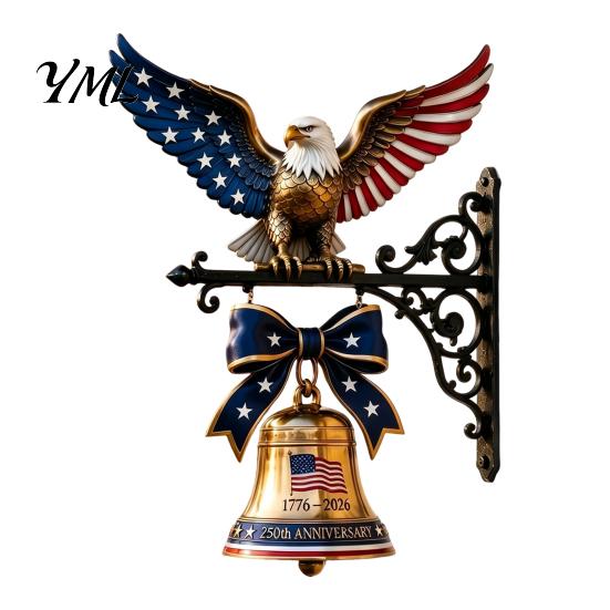 Durable Metal Bell Spirit of Liberty Eagle Bell, 250th Anniversary Wall Mounted Veterans Day Memorial Gift Patriotic for Front Door Garden Porch Decor