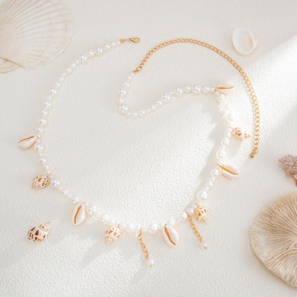 Shell Imitation Pearl Body Chain Adjustable Beads Belly Chain Fashion Starfish Waist Chain  Party